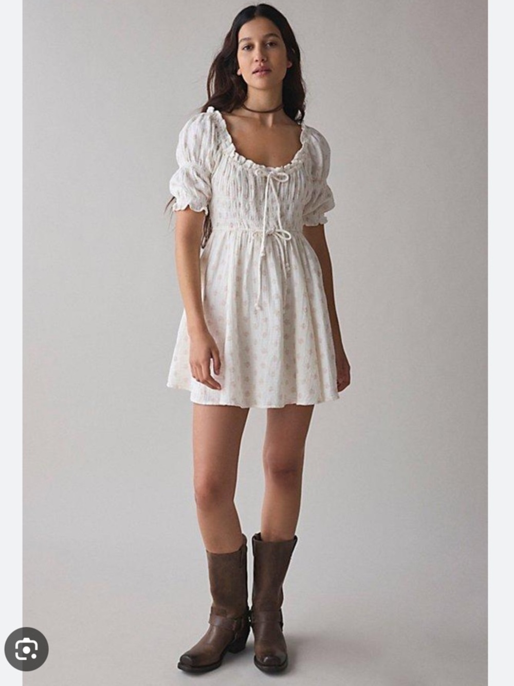 Kimchi Blue Sofia Smocked Tie-Front
Bow Mini Dress